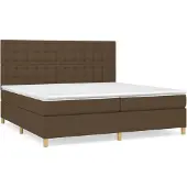 Syfax Cama box spring con colchón tela marrón oscuro 200x200 cm