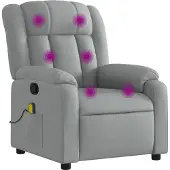 Syfax Sillón reclinable de masaje con tela gris claro