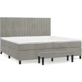 Syfax Cama box spring con colchón terciopelo gris claro 200x200 cm