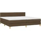 Syfax Cama box spring con colchón tela marrón oscuro 200x200 cm