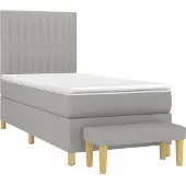 Syfax Cama box spring con colchón tela gris claro 100x200 cm
