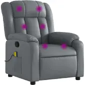 Syfax Sillón reclinable de masaje en piel sintética gris