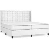 Syfax Cama box spring con colchón cuero sintético blanco 200x200 cm