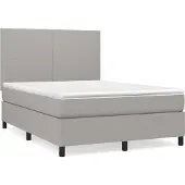 Syfax Cama box spring con colchón tela gris claro 140x200 cm