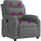 Syfax Sillón reclinable de masaje con tapicería gris oscuro