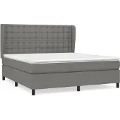 Syfax Cama box spring con colchón tela gris oscuro 180x200 cm