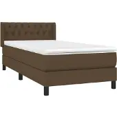 Syfax Cama box spring con colchón tela marrón oscuro 90x190 cm