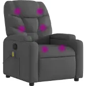 Syfax Sillón reclinable de masaje con tapicería gris oscuro