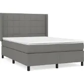 Syfax Cama box spring con colchón tela gris oscuro 140x190 cm