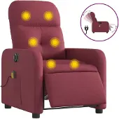 Syfax Sillón de masaje reclinable eléctrico tela rojo tinto