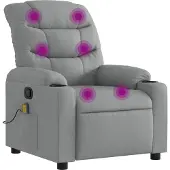 Syfax Sillón reclinable de masaje con tela gris claro