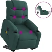 Syfax Sillón masaje eléctrico reclinable elevable tela verde oscuro