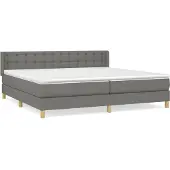Syfax Cama box spring con colchón tela gris oscuro 200x200 cm