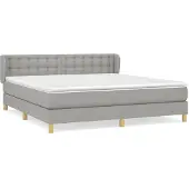 Syfax Cama box spring con colchón tela gris claro 180x200 cm