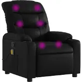 Syfax Sillón reclinable de masaje en piel sintética negra