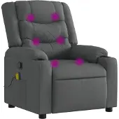 Syfax Sillón reclinable de masaje con tapicería gris oscuro