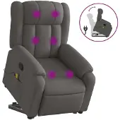 Syfax Silla de masaje reclinable de pie de tela gris oscuro