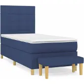 Syfax Cama box spring con colchón tela azul 100x200 cm