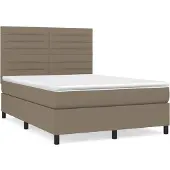 Syfax Cama box spring con colchón tela gris taupe 140x190 cm