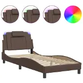 Syfax Estructura de cama Viana con LED sin colchón marrón 80x200 cm
