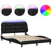 Syfax Estructura de cama con LED sin colchón Hvar negro blanco 120x200 cm