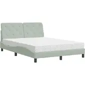 Syfax Cama con colchón terciopelo gris claro 140x200 cm