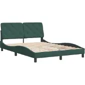 Syfax Estructura cama sin colchón terciopelo verde oscuro 140x190 cm