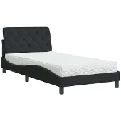 Syfax Cama con colchón terciopelo negro 100x200 cm