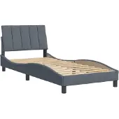 Syfax Estructura de cama sin colchón Hanko terciopelo gris oscuro 90x200 cm
