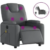 Syfax Sillón de masaje reclinable eléctrico cuero sintético gris