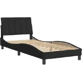 Syfax Estructura de cama sin colchón Hanko terciopelo negro 90x190 cm