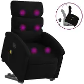 Syfax Sillón reclinable de masaje elevable tela negro