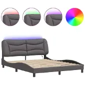Syfax Estructura de cama con LED sin colchón Hvar gris 160x200 cm