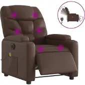 Sonstiges Sillón de masaje reclinable eléctrico cuero sintético marrón