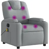 Syfax Sillón reclinable de masaje de tela gris claro