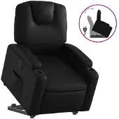 Syfax Sillón reclinable elevable cuero artificial negro