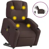 Syfax Sillón masaje eléctrico reclinable elevable tela marrón oscuro