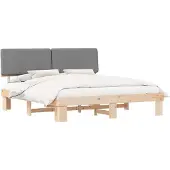 Syfax Estructura de Cama con Cabecera Tapizada Gris Claro