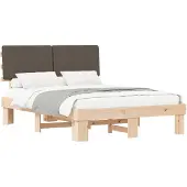 Syfax Estructura de Cama con Cabecera Tapizada Gris topo 160 x 200 cm
