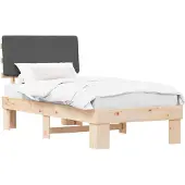 Syfax Estructura de Cama con Cabecera Tapizada Gris oscuro