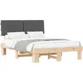 Syfax Estructura de Cama con Cabecera Tapizada Gris oscuro