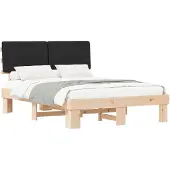 Syfax Estructura de Cama con Cabecera Tapizada Negro 140 x 200 cm