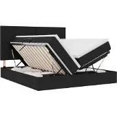 Syfax Cama con almacenamiento con cabecera Negro 180 x 200 cm Tela