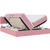 Syfax Cama de almacenamiento LED con colchón Rosa 180 x 200 cm