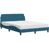 Syfax Cama con colchón Dover terciopelo azul 140x190 cm