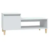 Syfax Mesa de centro madera contrachapada blanco brillo 100x50x45 cm
