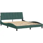 Syfax Estructura de cama sin colchón Hanko terciopelo verde oscuro 160x200 cm