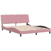 Syfax Estructura de cama sin colchón terciopelo rosa 160x200 cm