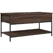 Syfax Mesa de centro madera ingeniería metal marrón 100x50x50 cm