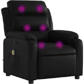 Syfax Sillón reclinable de masaje en piel sintética negra